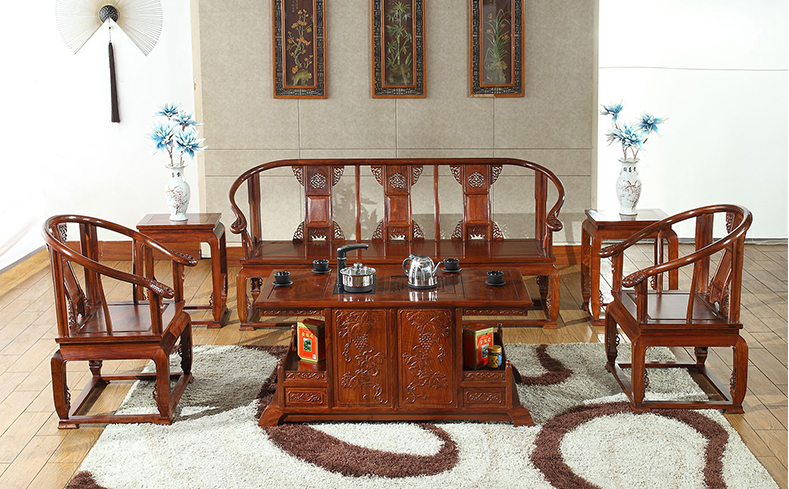 中式传统 仿古实木办公紫檀木沙发