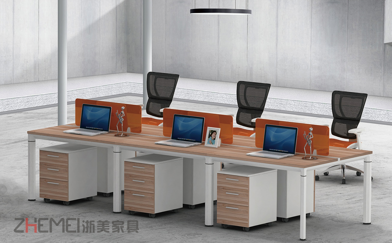 浙美办公桌、办公电脑桌、南京办公家具、浙美电脑对坐六人工位产品展示图